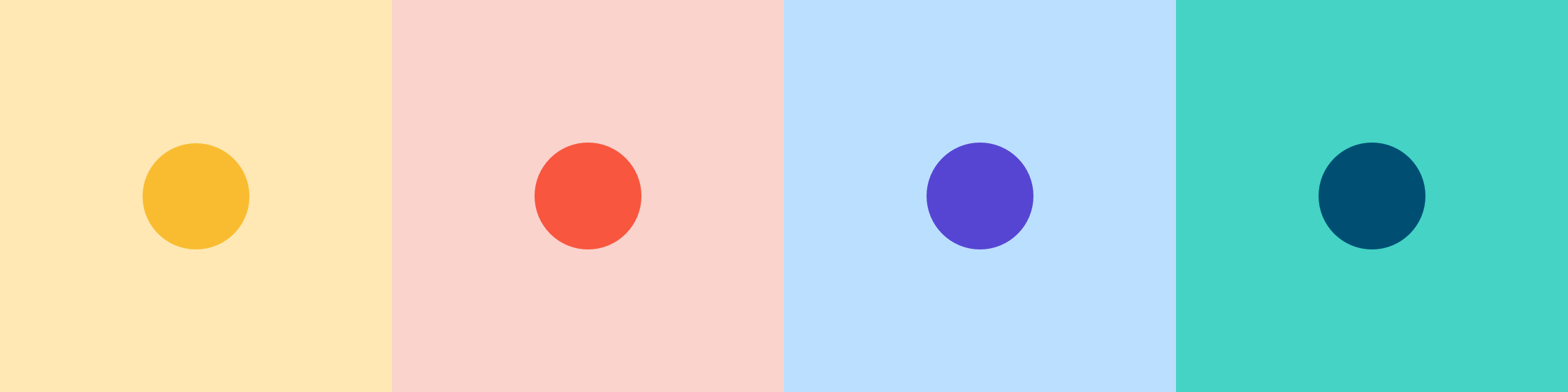 A palette of four primary and four complementary colours